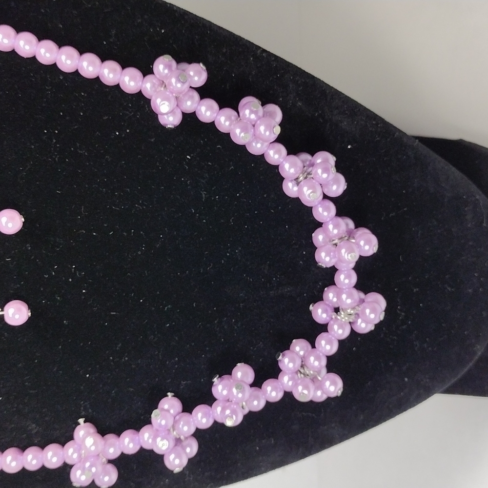 Clusters Purple Beaded necklace with matching Teardrop Earrings - Picture 7 of 7